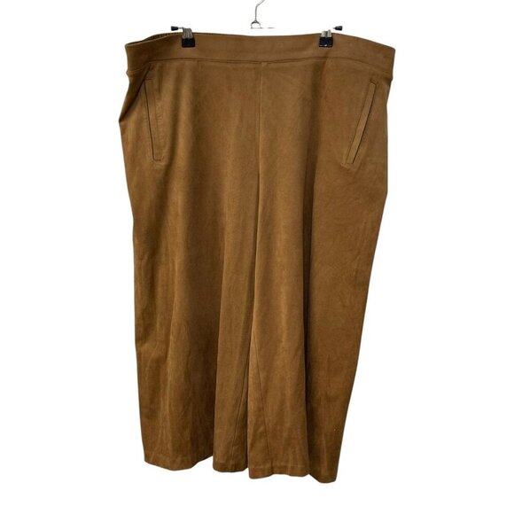 CHICO'S Wide Leg Cropped Pants Beige Tan Faux Suede Chicos Size 3 US 16 - Picture 1 of 6
